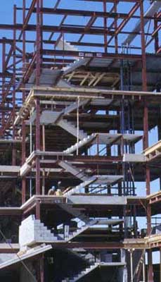 High rise pre-cast concrete steps being installed at Promenade East, Portland Maine 